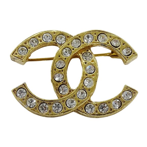 CHANEL Gold Logo Brooch - Picture 1 of 10
